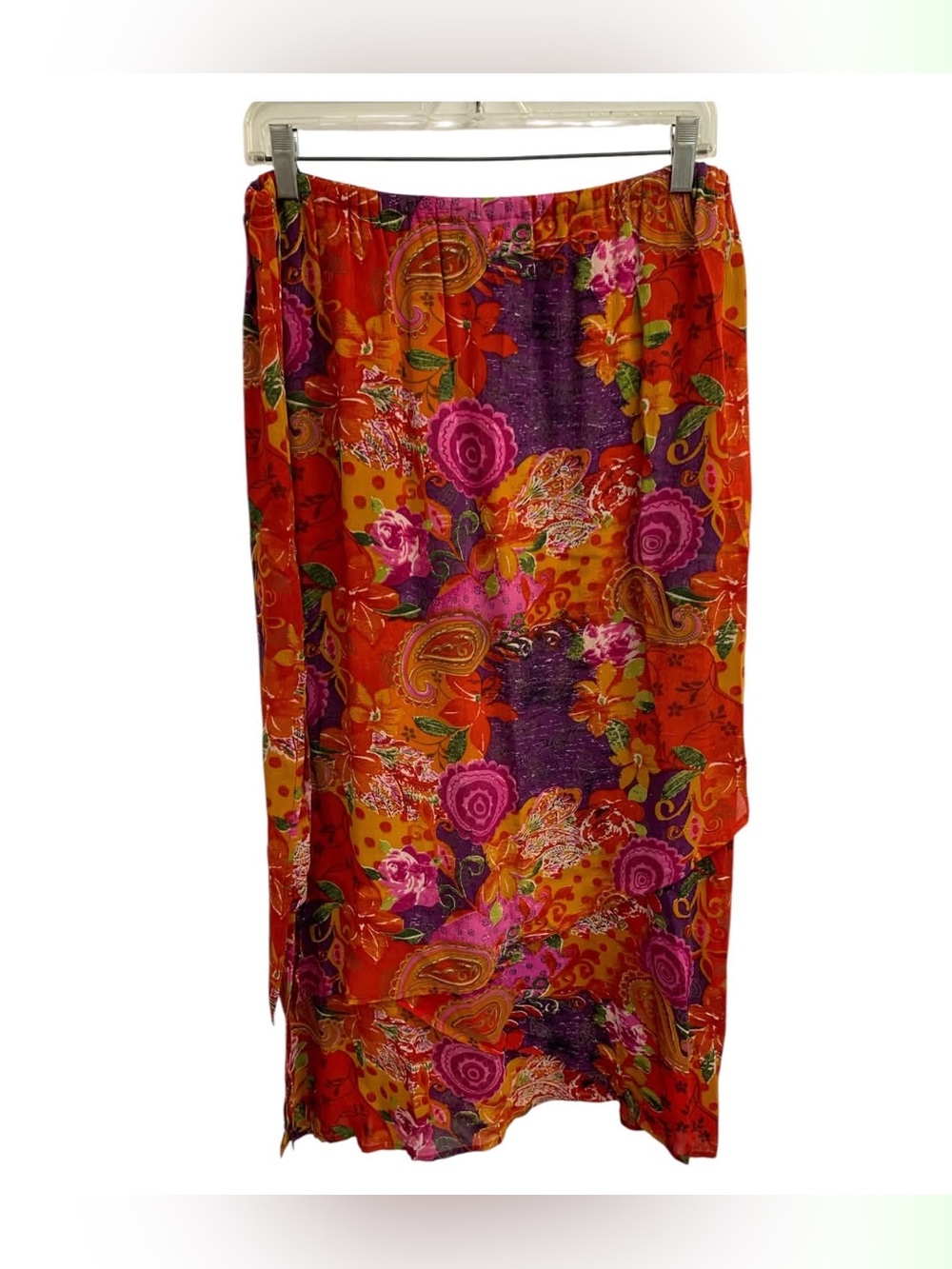 Chico's Orange and Purple Floral Maxi Skirt Size XS